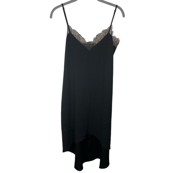 BCBGMaxAzria Astrella High Low Lace Slip Dress Black Cream Womens Size Small - Picture 3 of 6